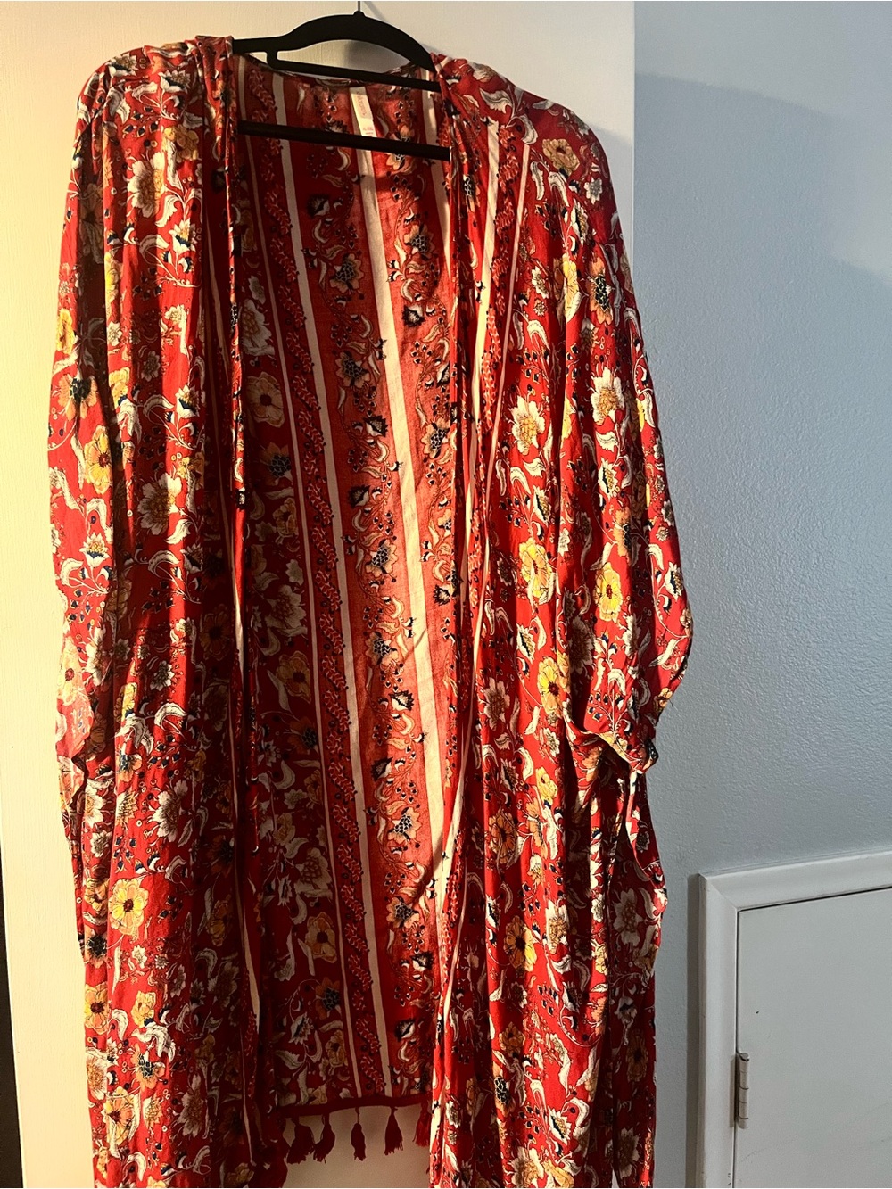 Red Floral Boho Kimono
